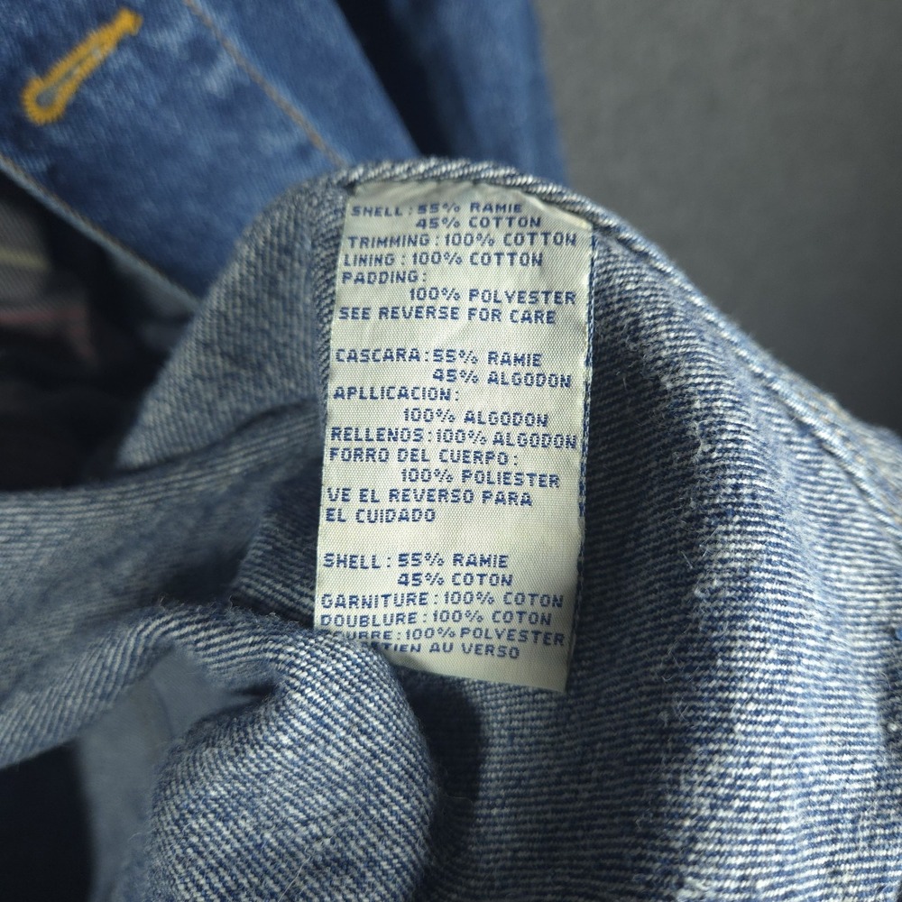 Vtg Faded Glory Denim Barn Coat L Mens 90s Workwear Corduroy Collar Chore Coat - Picture 11 of 16